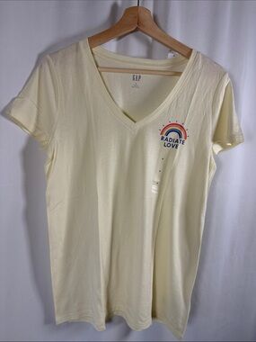 GAP Short-Sleeve V-Neck Tee with Rainbow 'Radiate Love' Graphic